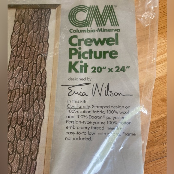 Vintage 1978 crewel kit complete never used with Owl family - Picture 4 of 8
